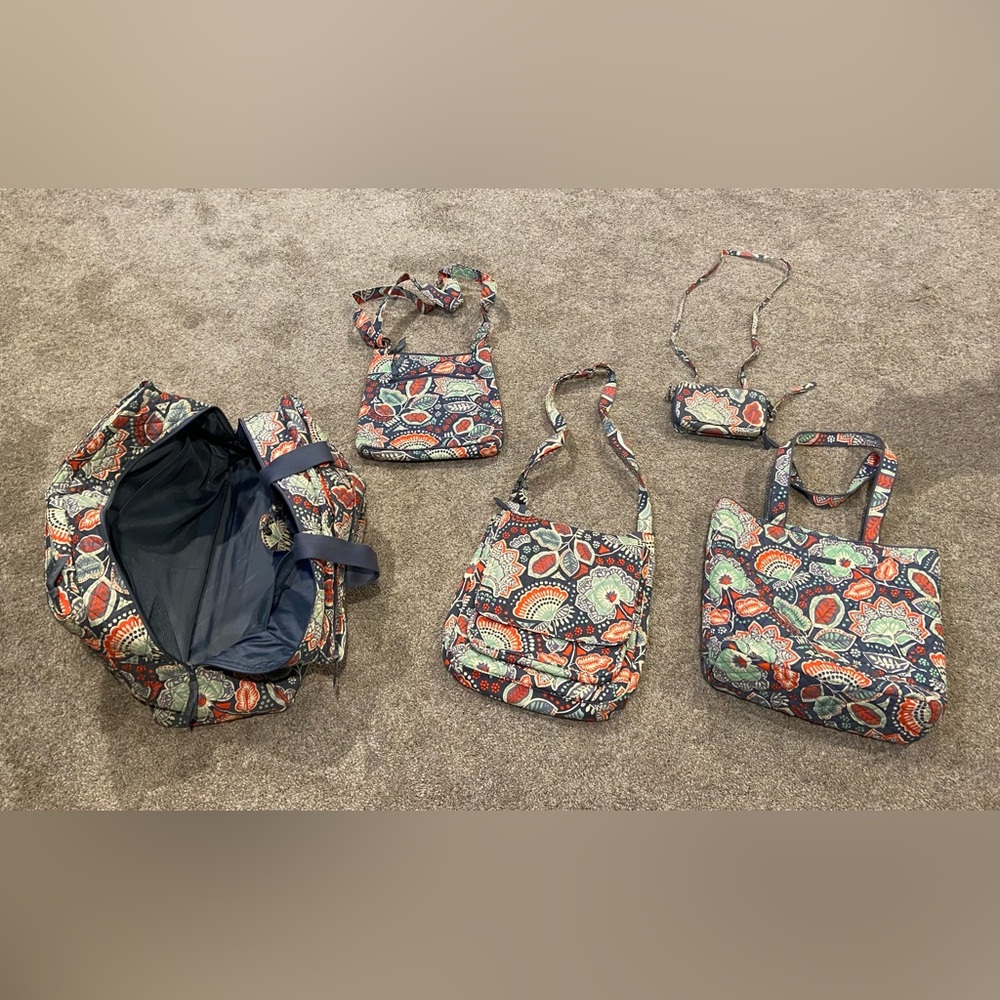 Vera Bradley bag set.  Discontinued Pattern.  5 pieces